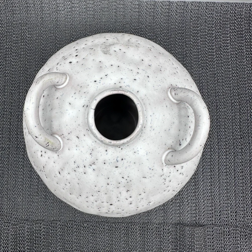 Threshold Studio McGee Small Matte Speckled Ceramic Vase with Handles White